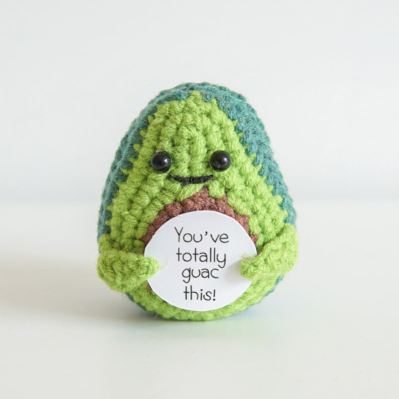 [Blind Box] 3 Crochet Accessories + 2 DIY Plush Pet, Funny expression potato doll positive energy wool knitting cucumber ornament egg baby pendant positive card