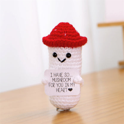 [Blind Box] 3 Crochet Accessories + 2 DIY Plush Pet, Funny expression potato doll positive energy wool knitting cucumber ornament egg baby pendant positive card