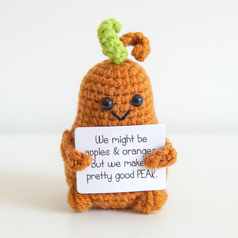 [Blind Box] 3 Crochet Accessories + 2 DIY Plush Pet, Funny expression potato doll positive energy wool knitting cucumber ornament egg baby pendant positive card