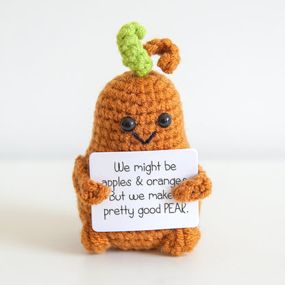 [Blind Box] 3 Crochet Accessories + 2 DIY Plush Pet, Funny expression potato doll positive energy wool knitting cucumber ornament egg baby pendant positive card