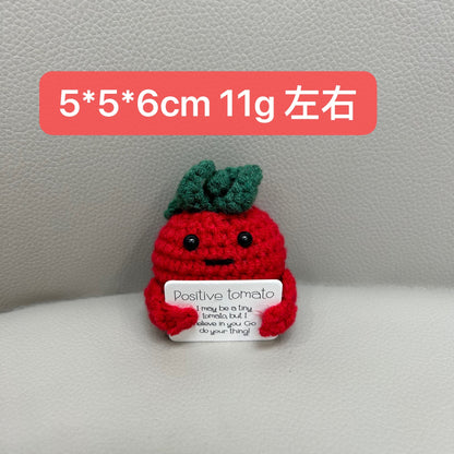 [Blind Box] 3 Crochet Accessories + 2 DIY Plush Pet, Funny expression potato doll positive energy wool knitting cucumber ornament egg baby pendant positive card