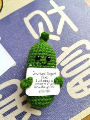 [Blind Box] 3 Crochet Accessories + 2 DIY Plush Pet, Funny expression potato doll positive energy wool knitting cucumber ornament egg baby pendant positive card