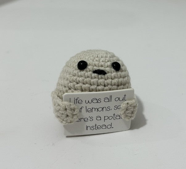 [Blind Box] 3 Crochet Accessories + 2 DIY Plush Pet, Funny expression potato doll positive energy wool knitting cucumber ornament egg baby pendant positive card