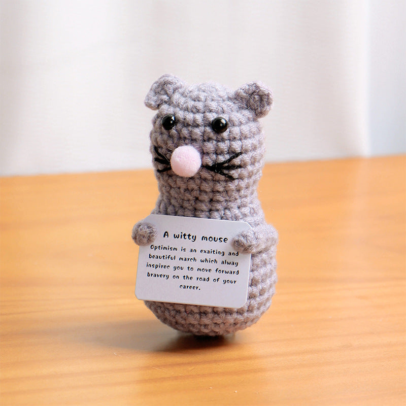 [Blind Box] 3 Crochet Accessories + 2 DIY Plush Pet, Funny expression potato doll positive energy wool knitting cucumber ornament egg baby pendant positive card