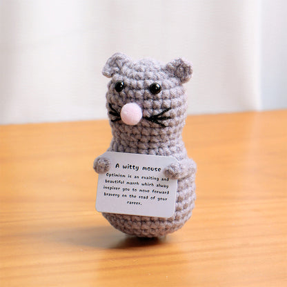 [Blind Box] 3 Crochet Accessories + 2 DIY Plush Pet, Funny expression potato doll positive energy wool knitting cucumber ornament egg baby pendant positive card