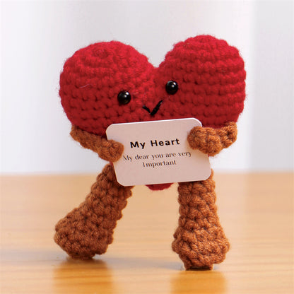 [Blind Box] 3 Crochet Accessories + 2 DIY Plush Pet, Funny expression potato doll positive energy wool knitting cucumber ornament egg baby pendant positive card