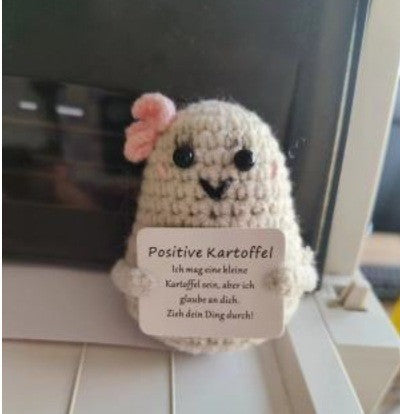 [Blind Box] 3 Crochet Accessories + 2 DIY Plush Pet, Funny expression potato doll positive energy wool knitting cucumber ornament egg baby pendant positive card
