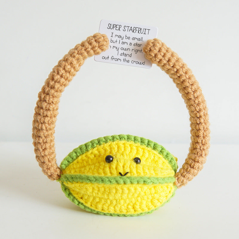 [Blind Box] 3 Crochet Accessories + 2 DIY Plush Pet, Funny expression potato doll positive energy wool knitting cucumber ornament egg baby pendant positive card
