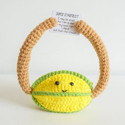 [Blind Box] 3 Crochet Accessories + 2 DIY Plush Pet, Funny expression potato doll positive energy wool knitting cucumber ornament egg baby pendant positive card