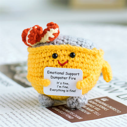 [Blind Box] 3 Crochet Accessories + 2 DIY Plush Pet, Funny expression potato doll positive energy wool knitting cucumber ornament egg baby pendant positive card
