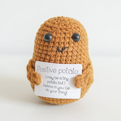 [Blind Box] 3 Crochet Accessories + 2 DIY Plush Pet, Funny expression potato doll positive energy wool knitting cucumber ornament egg baby pendant positive card