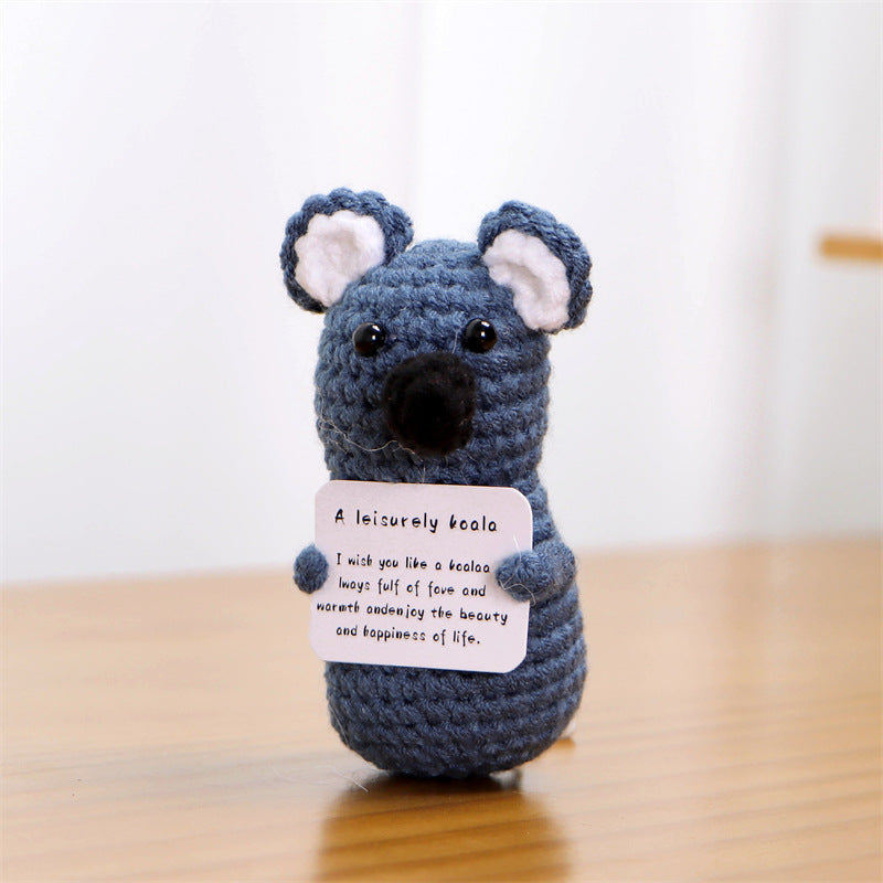 [Blind Box] 3 Crochet Accessories + 2 DIY Plush Pet, Funny expression potato doll positive energy wool knitting cucumber ornament egg baby pendant positive card