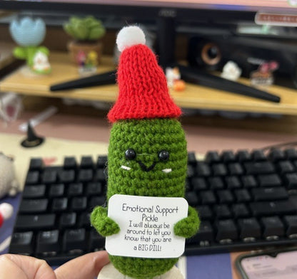 [Blind Box] 3 Crochet Accessories + 2 DIY Plush Pet, Funny expression potato doll positive energy wool knitting cucumber ornament egg baby pendant positive card