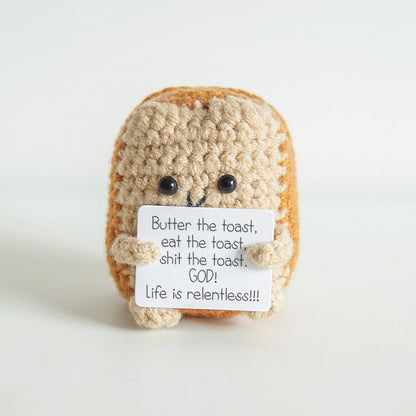 [Blind Box] 3 Crochet Accessories + 2 DIY Plush Pet, Funny expression potato doll positive energy wool knitting cucumber ornament egg baby pendant positive card