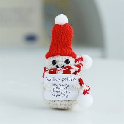 [Blind Box] 3 Crochet Accessories + 2 DIY Plush Pet, Funny expression potato doll positive energy wool knitting cucumber ornament egg baby pendant positive card