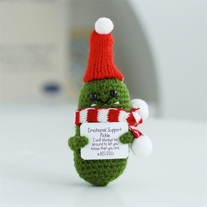 [Blind Box] 3 Crochet Accessories + 2 DIY Plush Pet, Funny expression potato doll positive energy wool knitting cucumber ornament egg baby pendant positive card