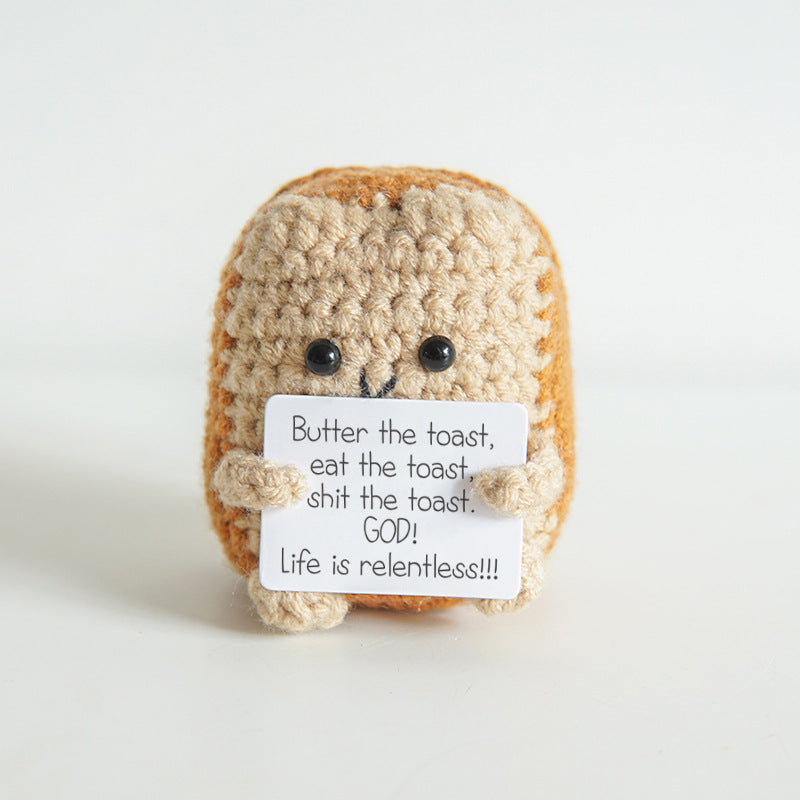 [Blind Box] 3 Crochet Accessories + 2 DIY Plush Pet, Funny expression potato doll positive energy wool knitting cucumber ornament egg baby pendant positive card