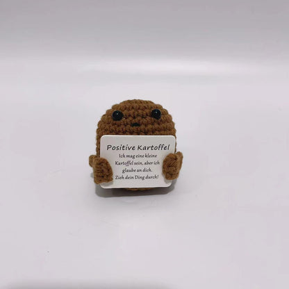 [Blind Box] 3 Crochet Accessories + 2 DIY Plush Pet, Funny expression potato doll positive energy wool knitting cucumber ornament egg baby pendant positive card