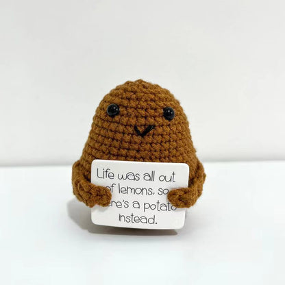 [Blind Box] 3 Crochet Accessories + 2 DIY Plush Pet, Funny expression potato doll positive energy wool knitting cucumber ornament egg baby pendant positive card