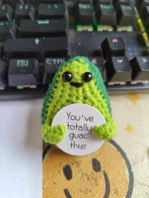[Blind Box] 3 Crochet Accessories + 2 DIY Plush Pet, Funny expression potato doll positive energy wool knitting cucumber ornament egg baby pendant positive card