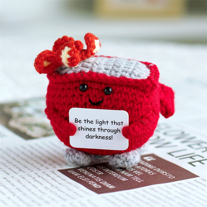 [Blind Box] 3 Crochet Accessories + 2 DIY Plush Pet, Funny expression potato doll positive energy wool knitting cucumber ornament egg baby pendant positive card