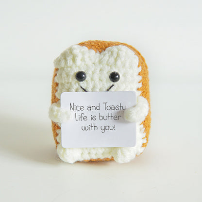[Blind Box] 3 Crochet Accessories + 2 DIY Plush Pet, Funny expression potato doll positive energy wool knitting cucumber ornament egg baby pendant positive card