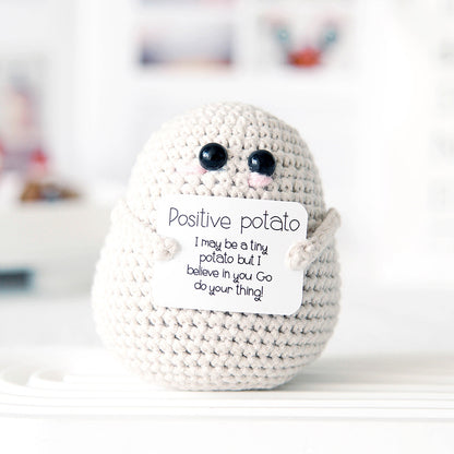 [Blind Box] 3 Crochet Accessories + 2 DIY Plush Pet, Funny expression potato doll positive energy wool knitting cucumber ornament egg baby pendant positive card