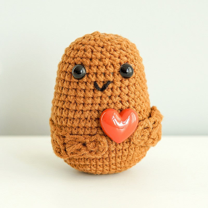 [Blind Box] 3 Crochet Accessories + 2 DIY Plush Pet, Funny expression potato doll positive energy wool knitting cucumber ornament egg baby pendant positive card