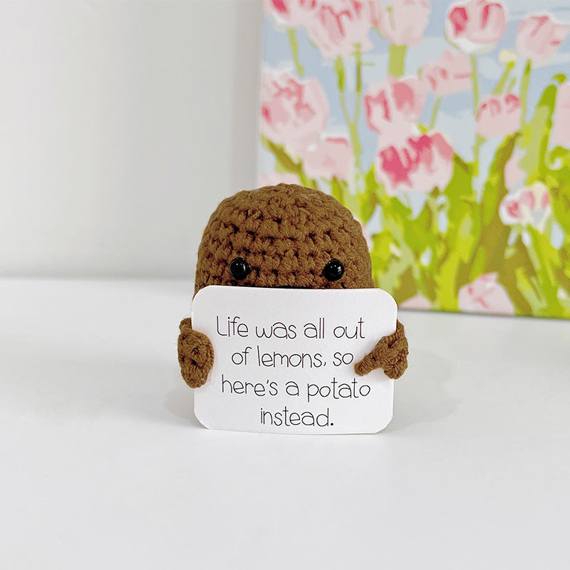 [Blind Box] 3 Crochet Accessories + 2 DIY Plush Pet, Funny expression potato doll positive energy wool knitting cucumber ornament egg baby pendant positive card