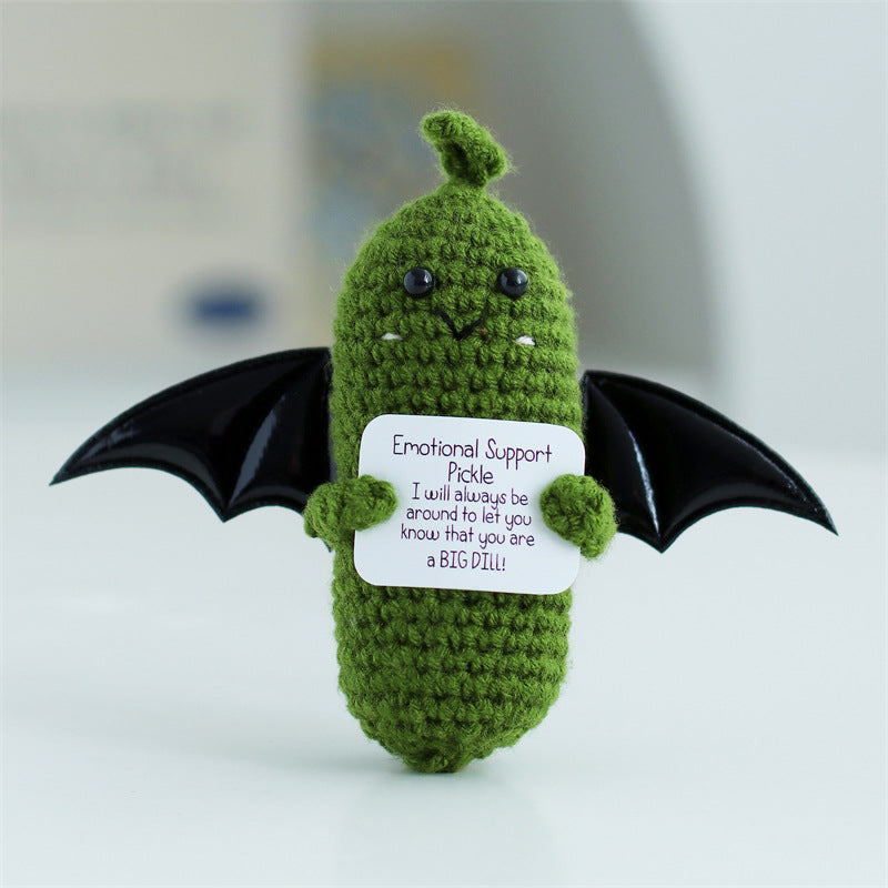 [Blind Box] 3 Crochet Accessories + 2 DIY Plush Pet, Funny expression potato doll positive energy wool knitting cucumber ornament egg baby pendant positive card