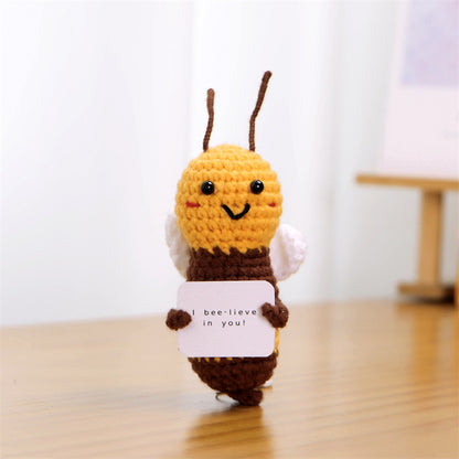 [Blind Box] 3 Crochet Accessories + 2 DIY Plush Pet, Funny expression potato doll positive energy wool knitting cucumber ornament egg baby pendant positive card