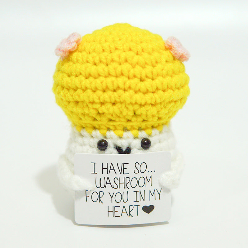 [Blind Box] 3 Crochet Accessories + 2 DIY Plush Pet, Funny expression potato doll positive energy wool knitting cucumber ornament egg baby pendant positive card