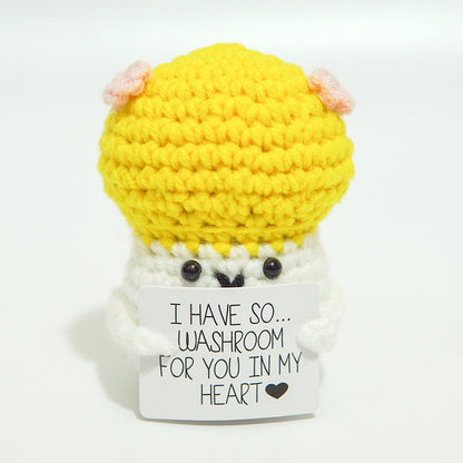 [Blind Box] 3 Crochet Accessories + 2 DIY Plush Pet, Funny expression potato doll positive energy wool knitting cucumber ornament egg baby pendant positive card