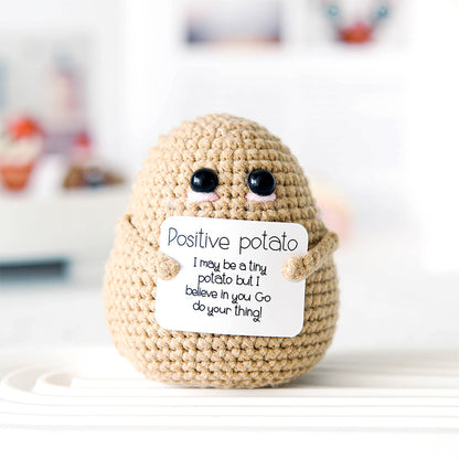 [Blind Box] 3 Crochet Accessories + 2 DIY Plush Pet, Funny expression potato doll positive energy wool knitting cucumber ornament egg baby pendant positive card