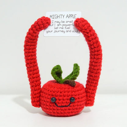 [Blind Box] 3 Crochet Accessories + 2 DIY Plush Pet, Funny expression potato doll positive energy wool knitting cucumber ornament egg baby pendant positive card